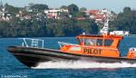 ID 8020 AKARANA - Ports of Aucklands' 14.9m pilot launch leaving Viaduct Harbour after putting a pilot aboard a superyacht prior to departure. AKARANA is the second Auckland pilot vessel to carry the name.