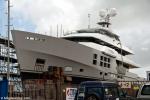 ID 8239 BIG FISH - built in 2010 by McMullen & Wing of Auckland, New Zealand. The 45m (147.64') superyacht is seen here on the slip at the Titan Marine Engineering shipyard in St. Mary's Bay, Auckland....