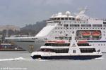 ID 11195 COLUMBUS (1989/63524grt/IMO 8611398, ex-PACIFIC PEARL, OCEAN VILLAGE, ARCADIA, STAR PRINCESS, SITMAR FAIRMAJESTY) sails from Auckland bound for Tauranga following her maiden call since joing the...