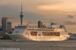 ID 9611 PACIFIC PEARL (1989/63524grt/IMO 8611398, ex-OCEAN VILLAGE, ARCADIA, STAR PRINCESS, SITMAR FAIRMAJESTY. Transfer to CMV and renamed COLUMBUS in 2017. Laid up since 2021) outbound from Auckland at the...