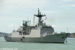 ID 8355 ROKS CHUNGMUGONG YI SUN-SHIN (DDH 975) a destroyer of the Rep. of South Korea Navy arrives in Auckland, New Zealand. She accompanied ROKS DAE CHEONG, a Cheonji-class fast combat support ship during...