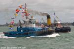 ID 10322 2016 AUCKLAND ANNIVERSARY DAY REGATTA TUG AND TOWBOAT RACE. The oldest and newest big tugs on the harbour were the 81 year-old preserved steam tug WILLIAM C. DALDY (1935/348grt/IMO 5390345) and Ports...