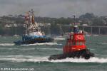 ID 10327 2016 AUCKLAND ANNIVERSARY DAY REGATTA TUG AND TOWBOAT RACE. Thomson Towboat's MAHIA leads Ports of Aucklands' Chinese-built HAURAKI (2014/250grt/124dwt/IMO 9681015) to the finish line.