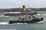 ID 10340 2016 AUCKLAND ANNIVERSARY DAY REGATTA TUG AND TOWBOAT RACE. The preserved steam tug WILLIAM C. DALDY (1935/348grt/IMO 5390345) and the 1920's/30's built former mussel dredge ROA are away on the first...
