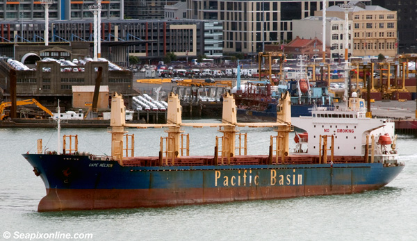 CAPE NELSON (2001/17433gt/IMO 9218076) outbound from Freyberg Wharf, Auckland, NZ. 16 December 2011. Photo by SeapixOnline.com