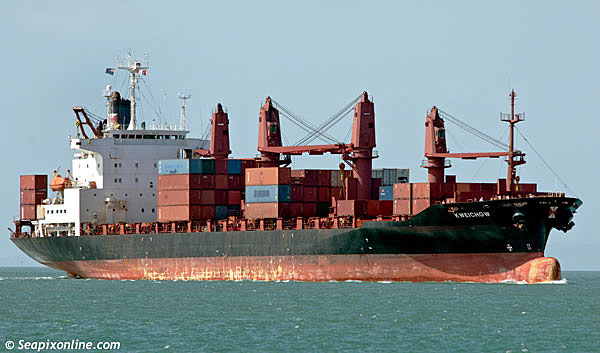 KWEICHOW (1994/18451grt/IMO 9070694, ex-TASMAN ENDEAVOUR, ex-CARIBBEAN CHALLENGER) inbound at Auckland, New Zealand from Suva, Fiji. 14 April 2012. Photo by SeapixOnline.com