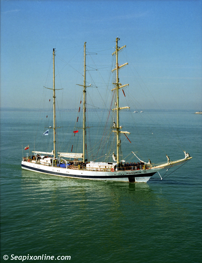 POGORIA - a barquentine built & launched in Gdynia, Poland in 1980, arriving in Portsmouth, England for the Festival of the Sea event.
 1998. Photo by SeapixOnline.com/Trevor Coppock