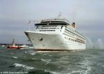 ID 7055 AURORA (2000/76152grt/IMO) makes her grand entrance into her home port of Southampton, England at the completion of her delivery voyage from her German builders Jos. L. Meyer GmbH of Papenburg.