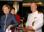 ID 5209 QUEEN MARY 2 (2003/148528grt/IMO 9241061) - Ann Sherry (left, CEO of Carnival Australia), Carol Marlow (rear, Cunard President and MD) and Commodore Bernard Warner, Master of Queen Mary 2 and Cunard...