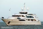 ID 6682 GALAXY - an Isle of Man-flagged superyacht in Auckland, New Zealand having arrived earlier in the day from Australia, makes for her berth having cleared Customs inspection. At 56m overall, GALAXY was...