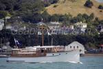 ID 5129 LADY MARGARET built in 1940 by Dick Lang, cruising smoothly, Waitemaya Harbour, Auckland.
