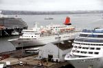 ID 5177 NIPPON MARU (1990/21903grt/IMO 8817631) lays alongside Queens Wharf, Auckland, NZ with Cunard's QUEEN VICTORIA and Princess Cruises' TAHITIAN PRINCESS on adjacent berths.
12 February 2009 was one of...