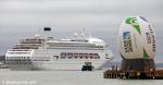 ID 7119 PACIFIC DAWN (1991/69845grt/IMO 8521232, ex-REGAL PRINCESS. Renamed SATOSHI then AMBIENCE in 2021) sails from Auckland, New Zealand during the time Auckland was hosting the 2011 Rugby World Cup...
