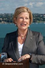 ID 6823 QUEEN ELIZABETH (2010/90901gt/IMO 9477498) - Ann Sherry, CEO of Carnival Australia addresses the NZ media during