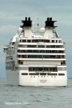 ID 6708 SEABOURN SOJOURN (2010/32346gt/IMO 9417098) sails from Auckland, New Zealand at the end of her maiden call to the 