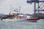 ID 5144 STERLING  a first-time entrant in the Auckland Anniversary Regatta Tug and Towboat race, makes her way to Viaduct Harbour under Coastguard escort. Sadly she sustained considerable bow damage after...