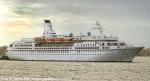 ID 10725 ASTOR (1987/20606grt/IMO 8506373, ex-FEDOR DOSTOEVSKIY) arriving at dawn in Auckland, New Zealand from Moorea. She is operated by Cruise and Maritime Voyages under charter from Global Cruise Lines of...