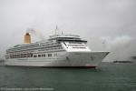 ID 8067 AURORA (2000/76152grt/IMO 9169524) departs Southampton, England following P&O Cruises' 175th anniversary celebrations which saw all seven vessels in the fleet in port simultaneously. As the fleet...