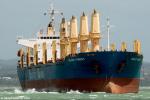 ID 8234 BLACK FOREST (2003/19887grt/32751dwt/IMO 9262998) sails from the Chelsea sugar refinery, Auckland in gale-force westerly winds.