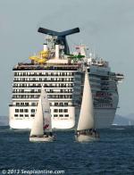 ID 8733 CARNIVAL SPIRIT (2001/85920grt/IMO 9188647) sails for Melbourne, Australia from Auckland, New Zealand following her second call at 