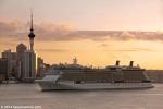 ID 9415 CELEBRITY SOLSTICE (2008/121878grt/9500dwt/IMO 9362530) sails from Auckland, New Zealand at sunset, bound for the Bay of Islands, the first leg of an 18-night cruise around New Zealand and ending in...