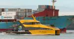 ID 10423 D6, the latest addition to Explore Group's expanding fleet of Auckland fast ferries, passes the inbound container ship JOSEPHINE MAERSK (IMO 9215191) she heads back from Waiheke, Motutapu and...