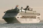 ID 9405 DAWN PRINCESS (1997/77441grt/IMO 9103996. Renamed PACIFIC EXPLORER in 2017) inbound to Auckland in early morning sunshine from Melbourne, Australia. She is due to transfer from Princess Cruises to P&O...