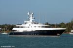 ID 7300 ELANDESS (2009/1090grt. Renamed ELYSIAN) - flagged in the Cayman Islands, she was built in Germany by Abeking & Rasmussen. The 60m (196.85ft) superyacht is seen anchored in Auckland harbour during an...