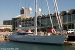 ID 8985 ENCORE - a 43.9m (144.03') aluminium-hulled sloop built by Alloy Yachts of Auckland, New Zealand seen alongside at Aucklands' Viaduct Harbour during final fitting out. Her interior design is by Alloy...