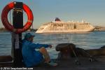 ID 10766 EUROPA 2 (2013/42830grt/5285dwt/IMO 9616230) - Hapag-Lloyd's Malta-registered cruise ship slips away from her berth, at the conclusion of her maiden call in Auckland, en-route to Wellington. She...