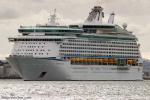 ID 10240 EXPLORER OF THE SEAS (2000/138194grt post refit/IMO 9161728) outbound for Tauranga and a 13-night New Zealand coastal cruise following her maiden call in Auckland,  the City of Sails.