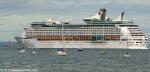 ID 10242 EXPLORER OF THE SEAS (2000/138194grt post refit/IMO 9161728) about to round North Head and pass Bean Rock light, outbound for Tauranga and a 13-night New Zealand coastal cruise following her maiden...