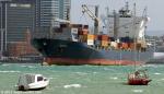 ID 9746 GLORY (1996/23897grt/30300dwt/IMO 9124378, ex-CLAN AMAZONAS, CROWLEY AMERICAS, CAP VINCENT, PACIFICO) sails from Auckland in strong gales for the port of Tauranga on NZ's east coast. GLORY is owned...