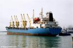 ID 7259 GOLDEN TRADER (1990/11572grt/IMO 8302260, ex-QUARRY BANK, VENUS, UNISERRA, RADOM), minus her name, approaches Wynyard Wharf, Auckland, NZ prior to receiving her new name of ALEXANDER. Later still she...