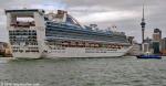 ID 10235 GOLDEN PRINCESS (2001/108865grt/IMO 9192351. Renamed PACIFIC ADVENTURE, CARNIVAL ADVENTURE), under cloudy skies again, arrives in Auckland for the third of her eight calls at 
