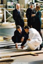 ID 9110 TENACIOUS (2000) - HRH Prince Andrew, Duke of York, patron of the Southampton-based Jubilee Sailing Trust discusses the construction of the 65-metre three-masted barque built at Merlin Quay in...