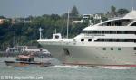 ID 10361 WAKATERE - Ports of Auckland's most recent fleet addition, to date, accompanies Ponant's LE SOLEAL out of harbour as the cruiseship departs for Sydney, Australia. Wakatere is the first foil assisted...