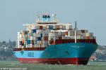 ID 9176 LICA MAERSK (2001/50721grt/63400dwt/IMO 9190779) - now a regular caller at the port of Auckland as one of Maersk's quintet of ships operating their Southern Star service, begins manoeuvring off her...