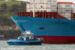 ID 9062 WAKA KUME (2000/338grt/IMO 9212084) - preparing to take the towline from LICA MAERSK (2001/50721grt/63400dwt/IMO 9190779) as she approaches the Port of Auckland.Named after shipowner A.P. Møller’s...