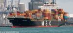 ID 10310 MSC BANU (2004/IMO 9263332, ex-MSC QUEENSLAND, NORTHERN DEVOTION. Renamed MSC BANU III in 2023) sails for Brisbane, Australia following her maiden call at Auckland during the city's Anniversary...