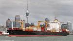 ID 10062 MSC CORINNA (2006/27100grt/34495dwt/IMO 9307267, ex-JPO SAGGITARIUS) departs Auckland's Fergusson Wharf Container Terminal bound for Brisbane, Australia, 12 April 2015, following her maiden call in...