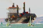 ID 11941 MOANA CHIEF (2011/IMO 9516741/18358grt/23305dwt/1740TEU, ex-HANSA LUDWIGSBURG) - China Navigation's New Zealand-registered containership approaches Auckland this afternoon providing a backdrop to some...