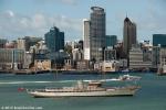 ID 9211 NAHLIN (1930, ex-LUCEAFARUL, LIBERTATEA, NAHLIN) - The superyacht NAHLIN, last seen in New Zealand waters in 1930 the year of her completion for owner Lady Henrietta Yule, lays at anchor in Auckland's...