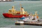 ID 10900 NATHANIEL B. PALMER (1992/6174grt/IMO 9007257) - part of the US Antarctic Program, this research ship/icebreaker is seen here leaving Calliope Wharf and about to enter the VT Fitzroy drydock in...