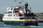 ID 9502 NATIONAL GEOGRAPHIC ORION (2003/3984grt/IMO 9273076, ex-ORION, ex-SUN EXPLORER) outbound from Auckland for trials in the nearby Hauraki Gulf prior to her official renaming on 21 March 2014.