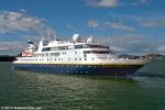 ID 9505 NATIONAL GEOGRAPHIC ORION (2003/3984grt/IMO 9273076, ex-ORION, ex-SUN EXPLORER) sails from Auckland's Queens Wharf following her renaming ceremony. The newest addition to the National Geographic fleet...