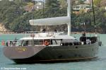 ID 8274 OHANA - newly launched on 28 October 2012, the stunning 50m flybridge sloop takes to the waters of Auckland's Waitemata Harbour after having just completed stepping her 63.1m mast while alongside at...