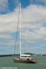 ID 8268 OHANA - newly launched on 28 October 2012, the stunning 50m flybridge sloop takes to the waters of Auckland's Waitemata Harbour after having just completed stepping her 63.1m mast while alongside at...