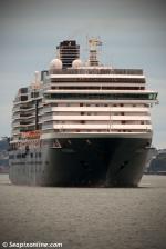 ID 8288 OOSTERDAM (2003/82305grt/10965dwt/IMO 9221281) - makes her maiden call at Auckland, New Zealand arriving on another grey spring dawn. She is the second of Holland America's Vista-class ships, sister...