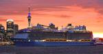ID 11182 OVATION OF THE SEAS (2016/168666grt/IMO 9697753/348m loa) gets underway from Auckland this evening bound for Tauranga as the last rays of sunshine fade from the sky.